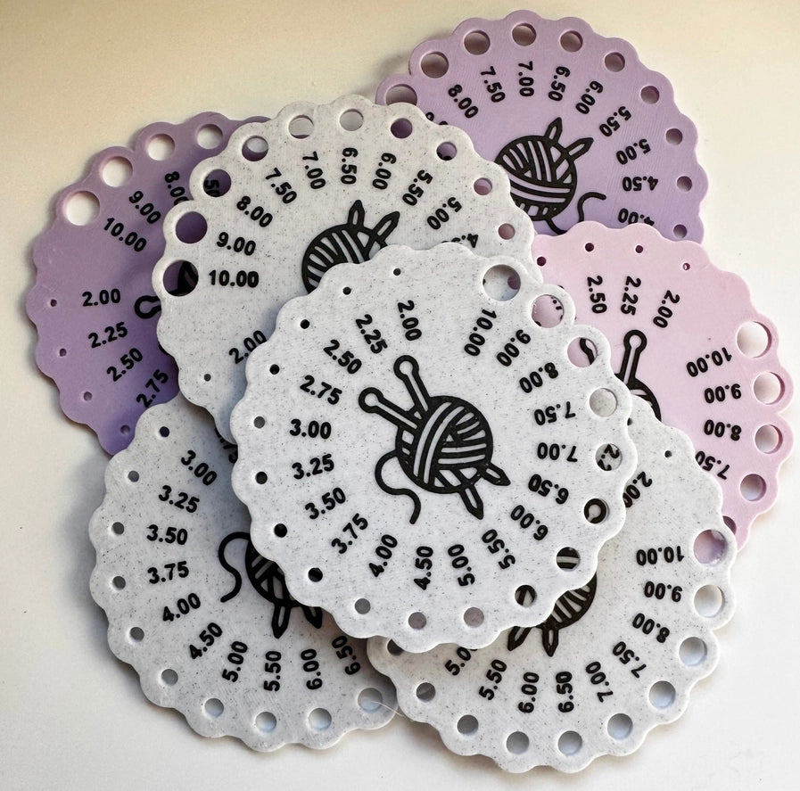 Knitting Needle Gauge Card