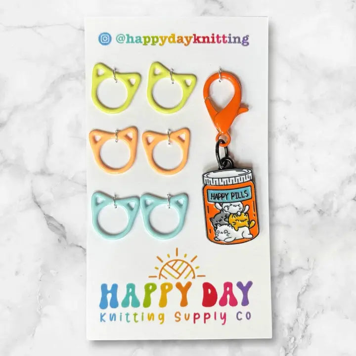 Cat Stitch Markers W/ Cat Rings