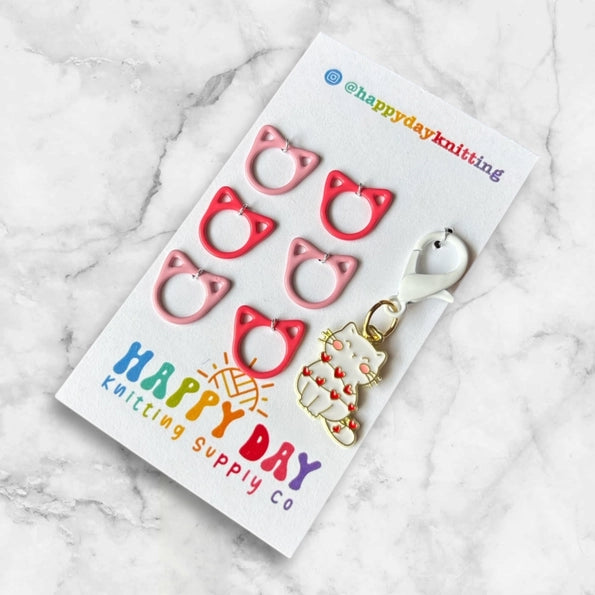 Cat Stitch Markers W/ Cat Rings