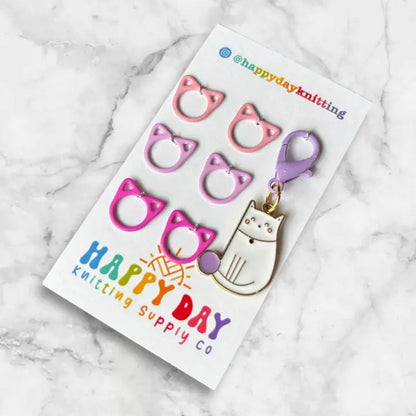Cat Stitch Markers W/ Cat Rings